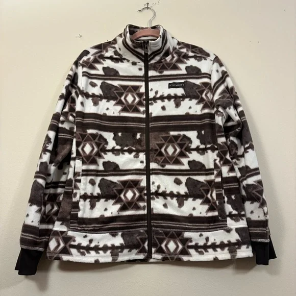 CINCH women’s full zip fleece jacket XL southwestern brown cream Aztec - Picture 1 of 8